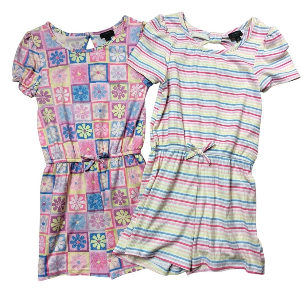 Lot of 2 Girl's Summer Romper Outfits Short Sleeves Shorts Size 10